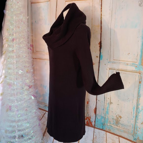 H& M cow neck long sleeve knit sweater dress/size M/black - Picture 3 of 8